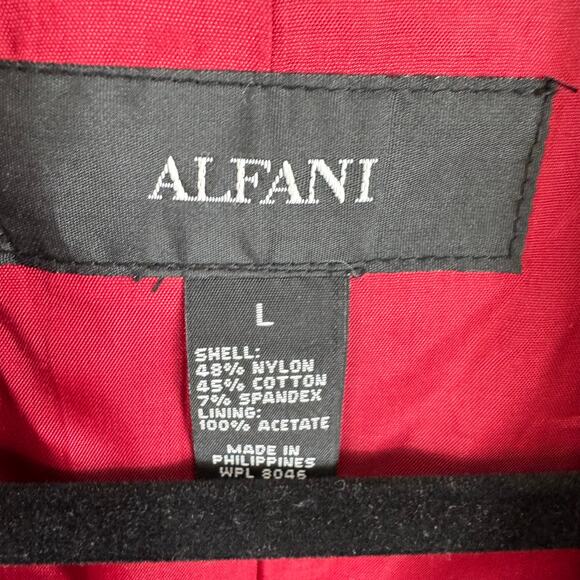 Alfani Red Nylon Cotton Collared Snap Up Lined Spring Fall Jacket Size L - Picture 7 of 8
